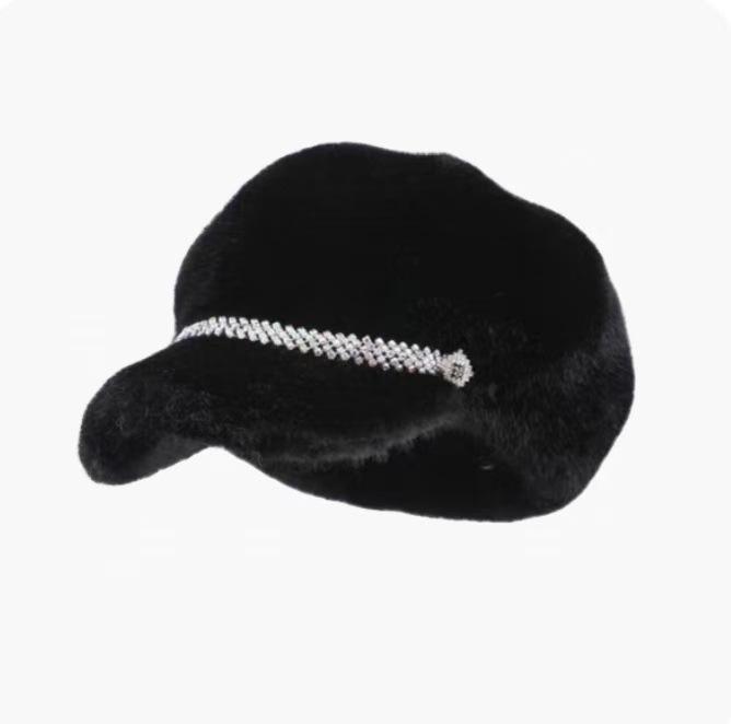 New Autumn And Winter Imitation Mink Down Beret Hat Senior Sense Of Big Head Circumference Leisure Warm Duck Tongue Hat Women's Hat