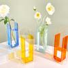 Klare Acryl-Blumenvase, modernes Home-Office-Esstisch-Mittelstück, Schreibtisch-Dekoration, hydroponischer Blumenhalter, transparenter Behälter