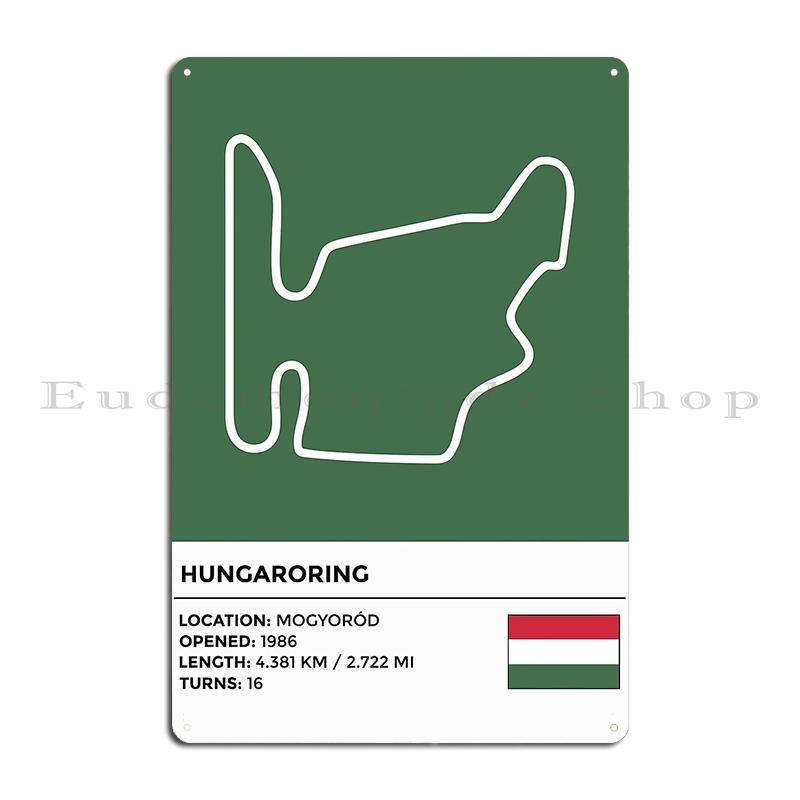 HUNGARORING HUNGARY TRACK MAP FLAG Hungaroring Grand Prix Circuit Metal Create Wall Decor Custom Design Pub Tin Sign Poster