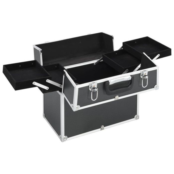 VidaXL Mallette à maquillage 37x24x35 cm Noir Aluminium