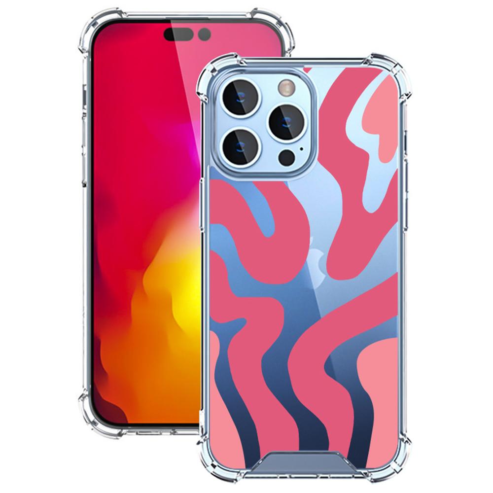 For iPhone 16 Pro Case Colorful Wave Pattern Printing Soft TPU+PC Phone Cover