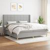 3132017 vidaXL Lit à sommier tapissier avec matelas Gris clair 200x200cm Tissu