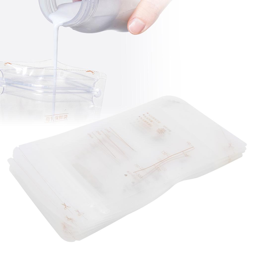 10PCS Breastmilk Storage Bags Storing PreSterilized Freezing Double Zipper Seal Bags 200ML