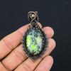 Green Dendrite Opal Gemstone Jewelry Pure Copper Wire Wrapped Handmade Pendant For Gift