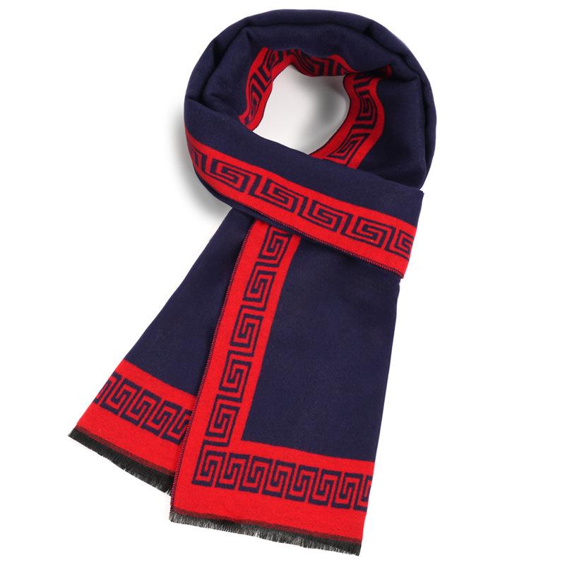 Men'S Scarves Men'S Winter Warmth Plaid Long Imitation Cashmere Men'S Scarves Custom