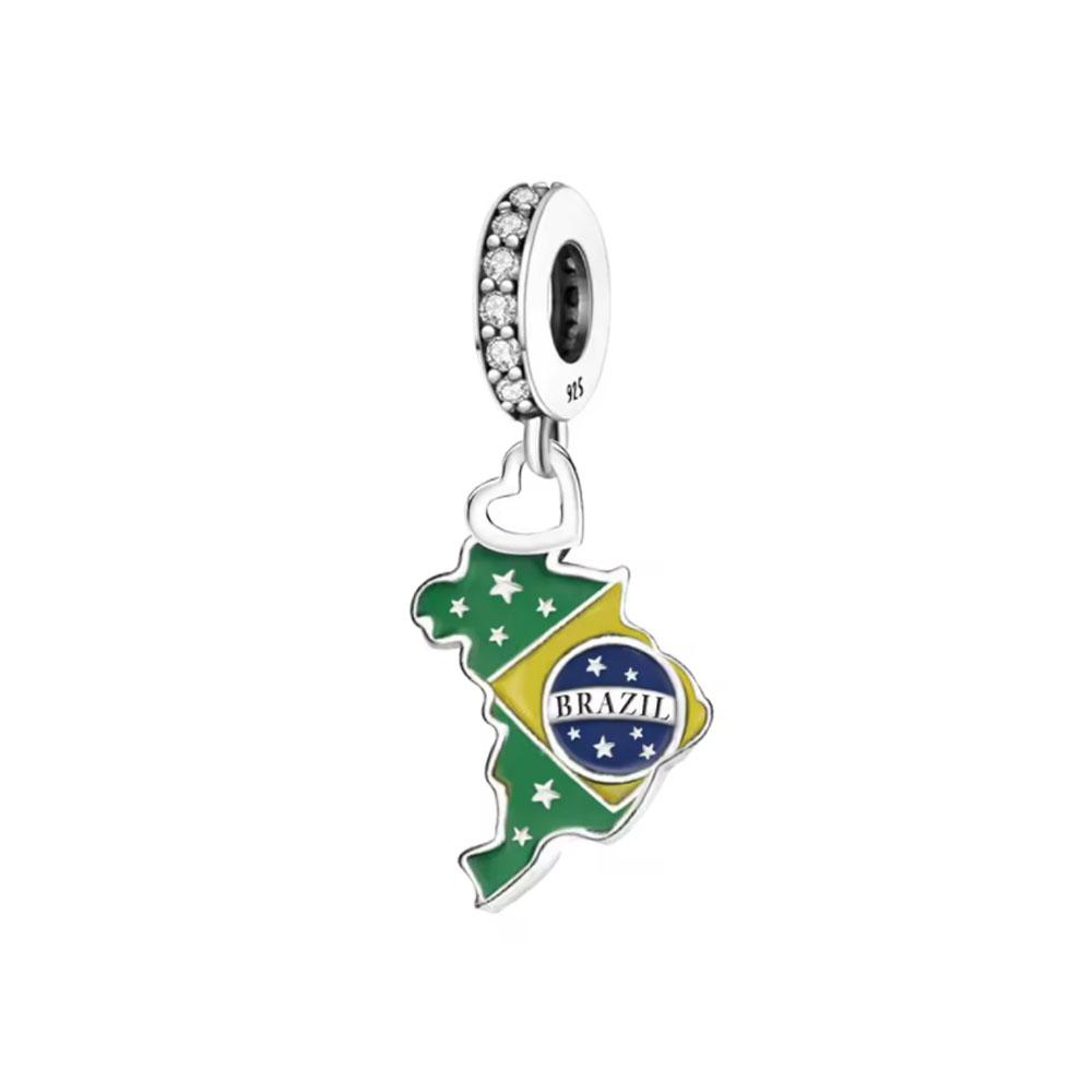 Originalcopper National Flag Series Charm Usa Uk Turkiye Brazil Bead Fit Bracelet Charm Women Diy Jewelry Gift