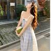 Salt Girl Plaid Dress Fake Two Pieces Summer Temperament Suspender Skirt Schoolgirl Sweet a Word Skirt