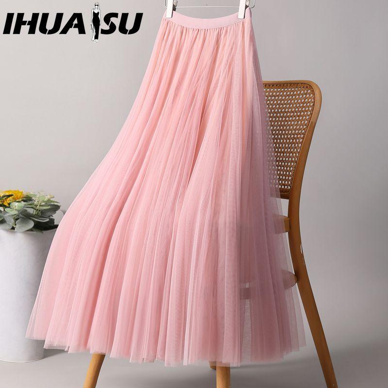 IHUASU 28 цветов Женская мода Повседневная Летняя Весенняя Юбка XL розовый