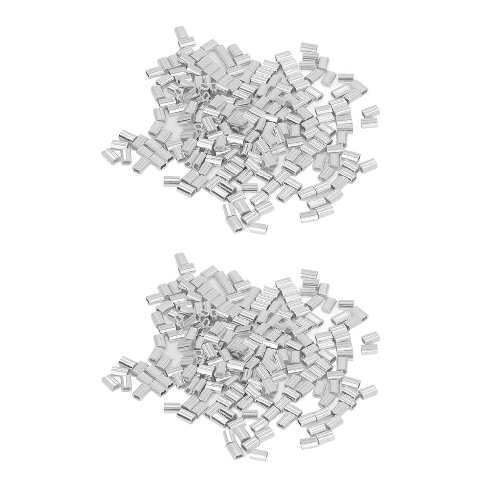 400pcs Fishing Line Connector Sleeves Double Hole Fixation Aluminum Crimping Loop Sleeve for Beauty Salon