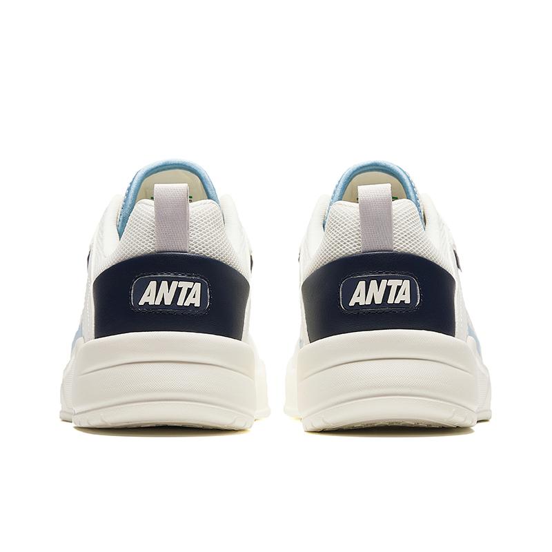 Anta Rubber Bullet Skateboard Shoes Men's Low Top Ivory White/New Ink Blue/Light Silver Gray 912428003-3