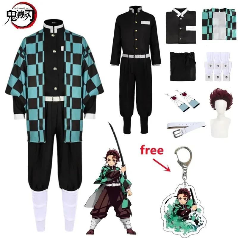 Anime Kamado Tanjirou Cosplay Kostuum Demon Slayer Halloween Cosplay Kostuum Voor Kinderen Voor Volwassenen Cadeaus 140 black