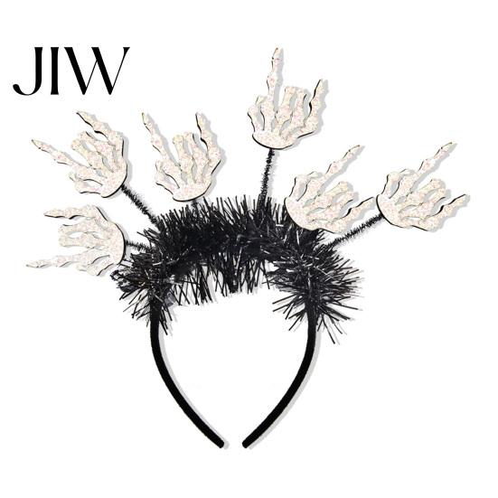 Spooky Party Favors for Girls Boys Halloween Headband, Glitter Skull Pumpkin Tinsel Hairband, Gothic Themed Hair Accessories Holidays Headwear, G