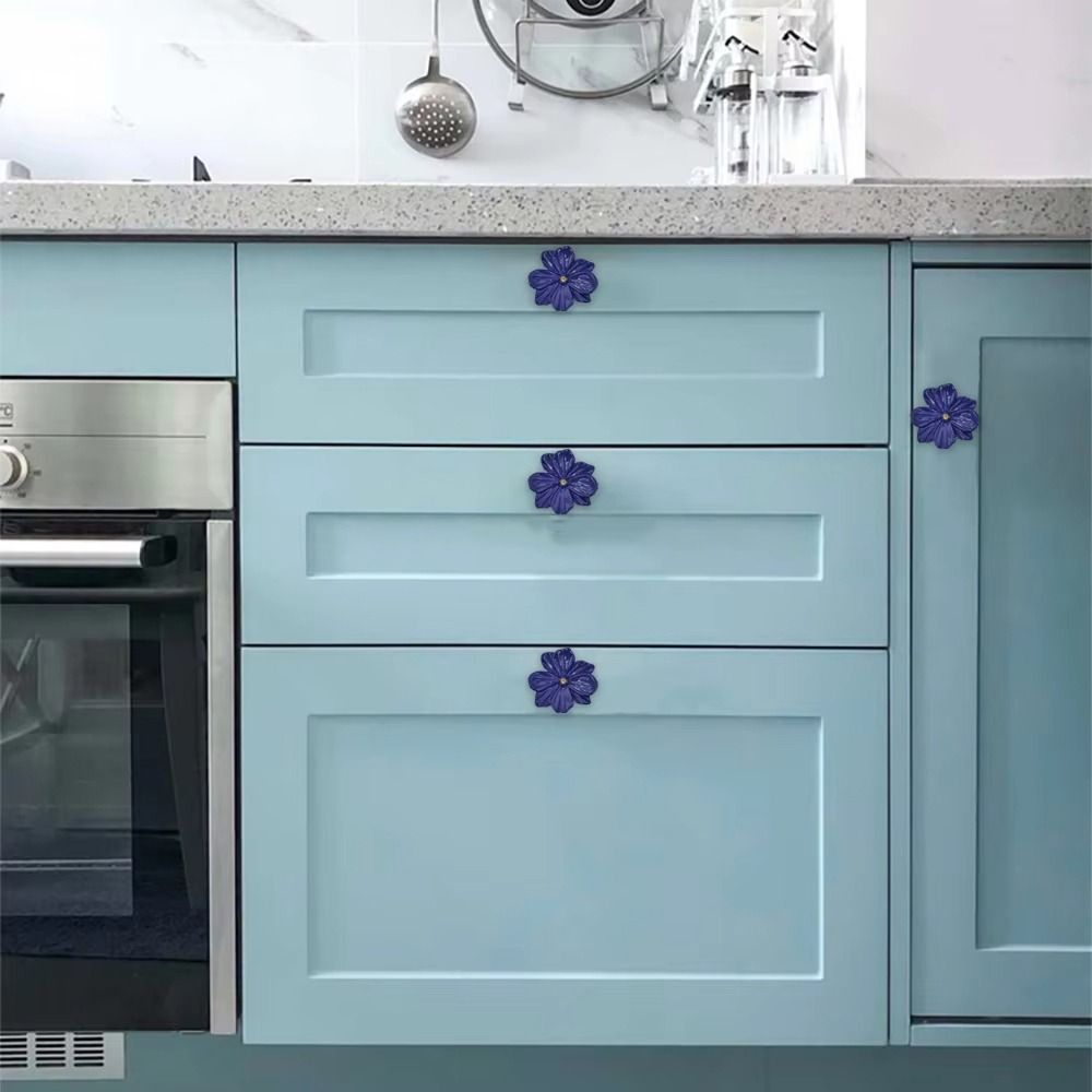 6 Stück Robuster Mehrfarbiger Blumendrehknopf Einfach zu Greifen Design Schranktürgriff Kleiderschrank