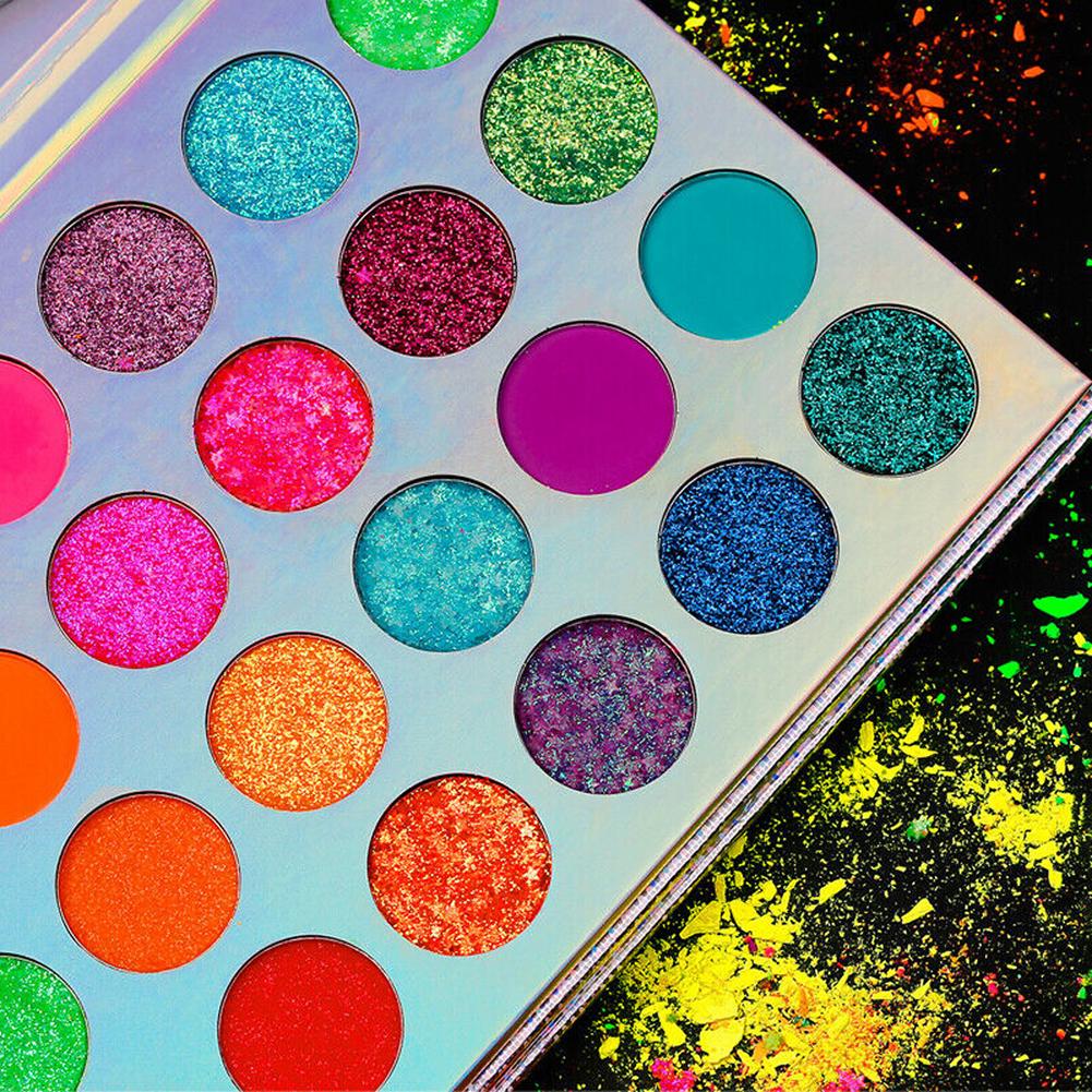 24 Color Glow In The Dark Glitter Eyeshadow Palette Neon Eye Shadow Luminous Eye Shadow Palette