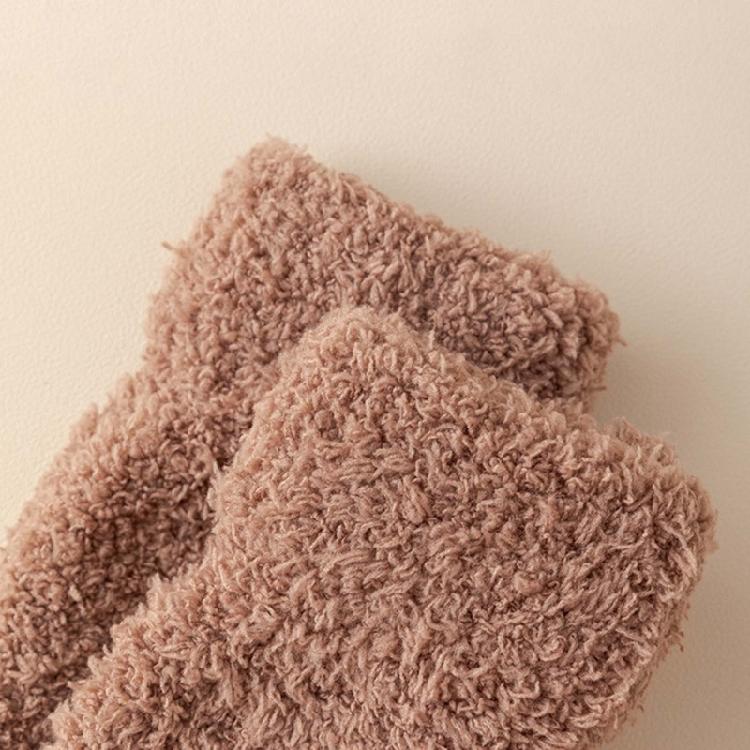 Womens Fuzzy Plush Slipper Socks Warm Coral Fleece Solid Color Five Finger Socks