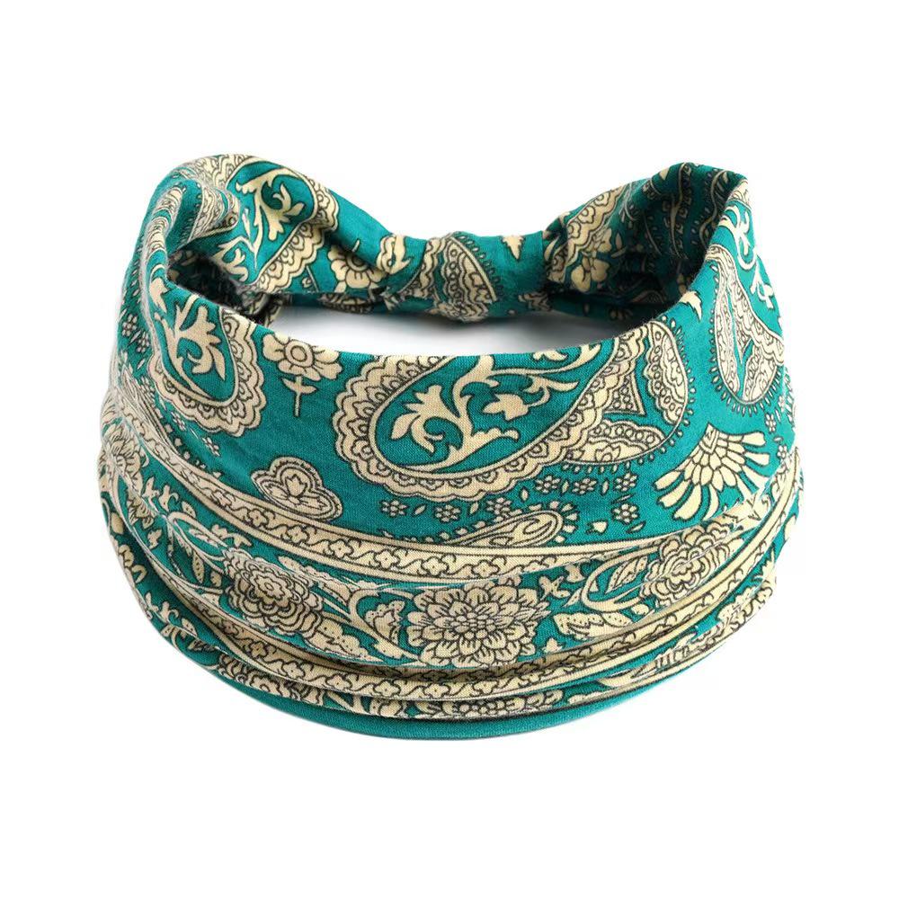 Women's Bohemian Cashew Yoga Headband - Sweat-Absorbing, Elastic Cotton Hair Accessory