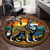 S Golden Wolf Round Rug Nonslip Area Rug Office Chair Mat Carpet For Living Room Bedroom Home Decor