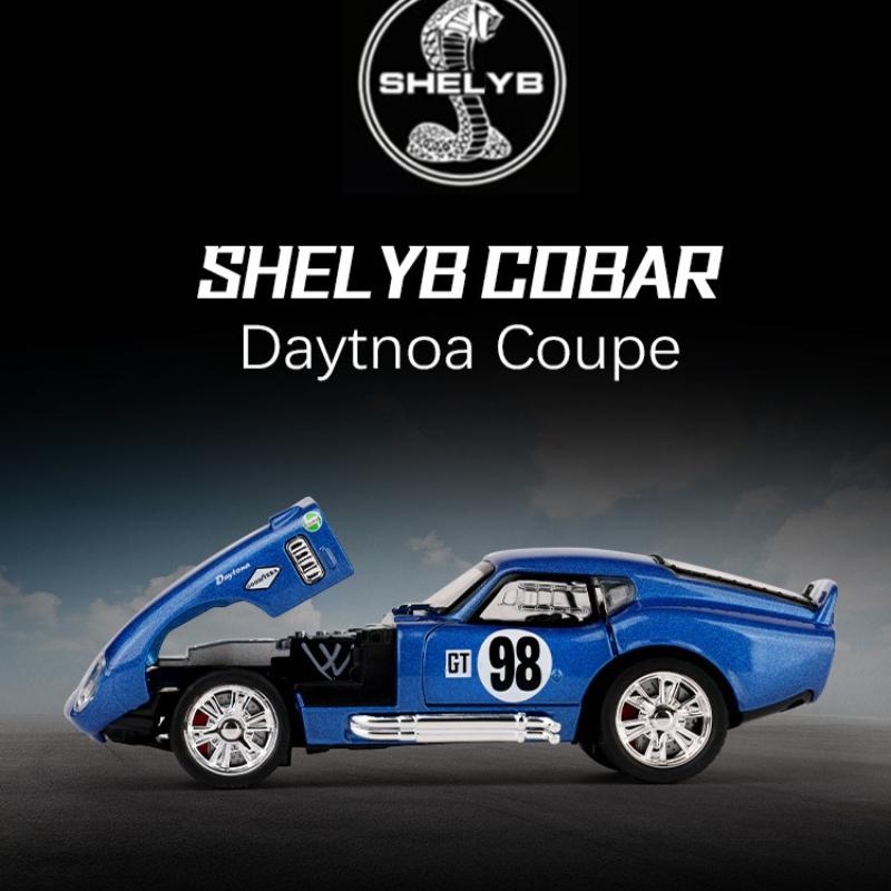 Simulation 1/32 Ford Shelby Cobra Sports Car Model Sound and Light Pull-Back Toy Vehicle Boy Ornament Collection Miniature Voiture