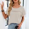 Women's Fashionable Color Round Neck Lace Patchwork Loose Short Sleeved T-shirt Top