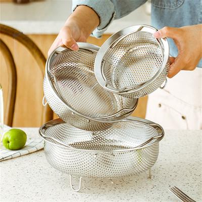 304 Stainless Steel Food Steamer Kitchen Rice Pressure Cooker Steaming Grid with Handle Drain Basket Cooking Utensils