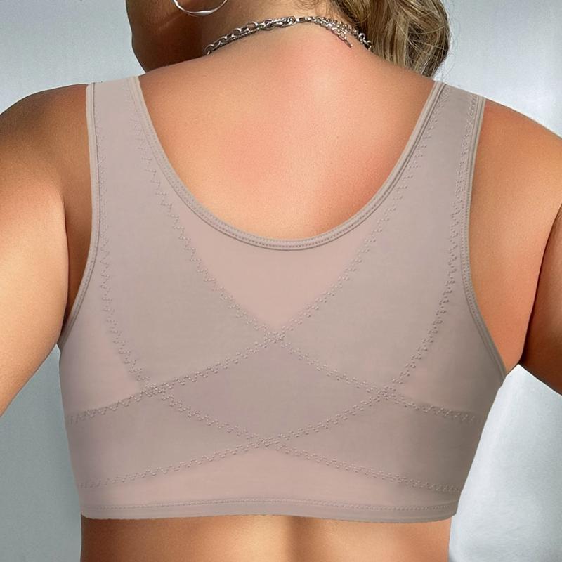 Women Plus Size Bra Full Coverage Lace Lingerie Wireless Front Closure Bras Comfortable Underwear for Mother Vests Tops