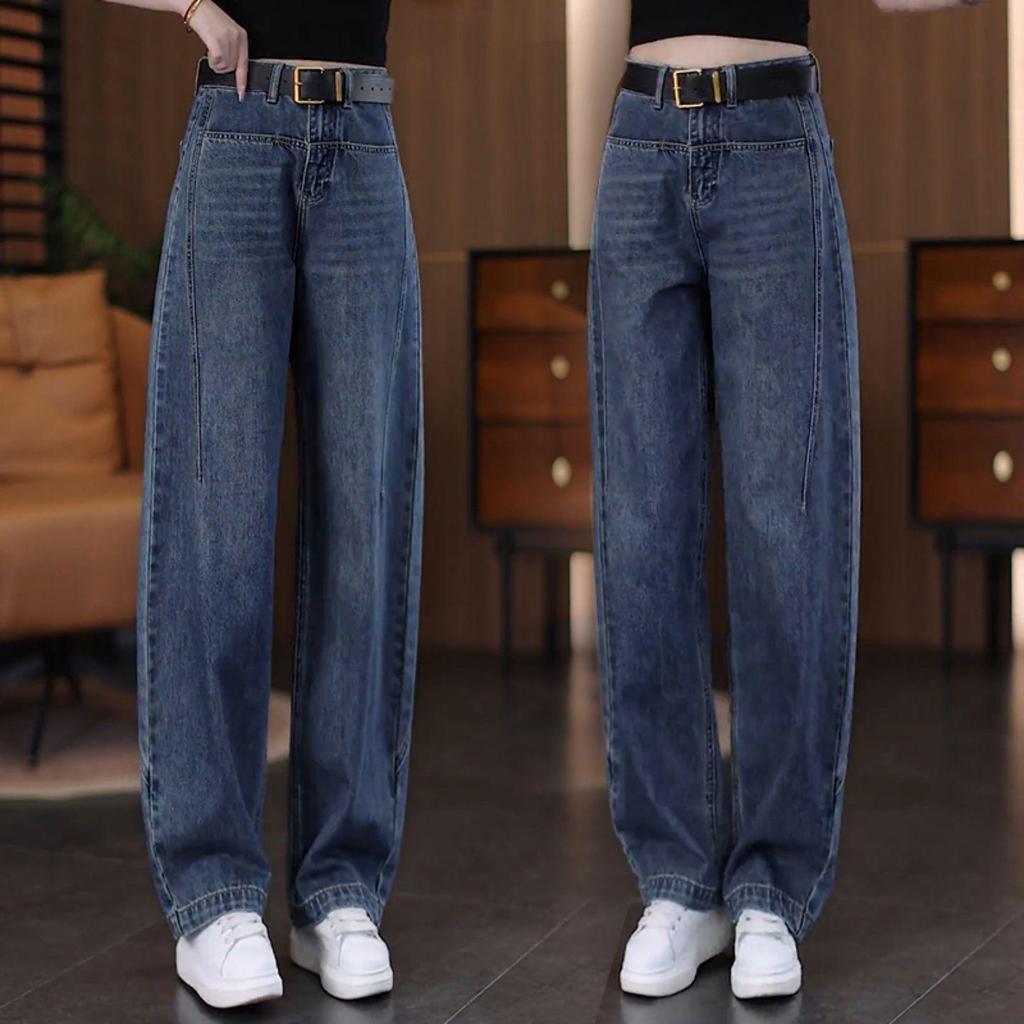 Spring 2026 Genuine Denim Women's High-Waisted Wide-Leg Cropped Pants - Trendy, Versatile, and Slimming.