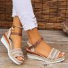 Fashion Women's Braided Casual Sandals Buckle Strap Platform Wedge Sandles for Women 2025 Summer Light Non Slip Walking Sandalias Mujer