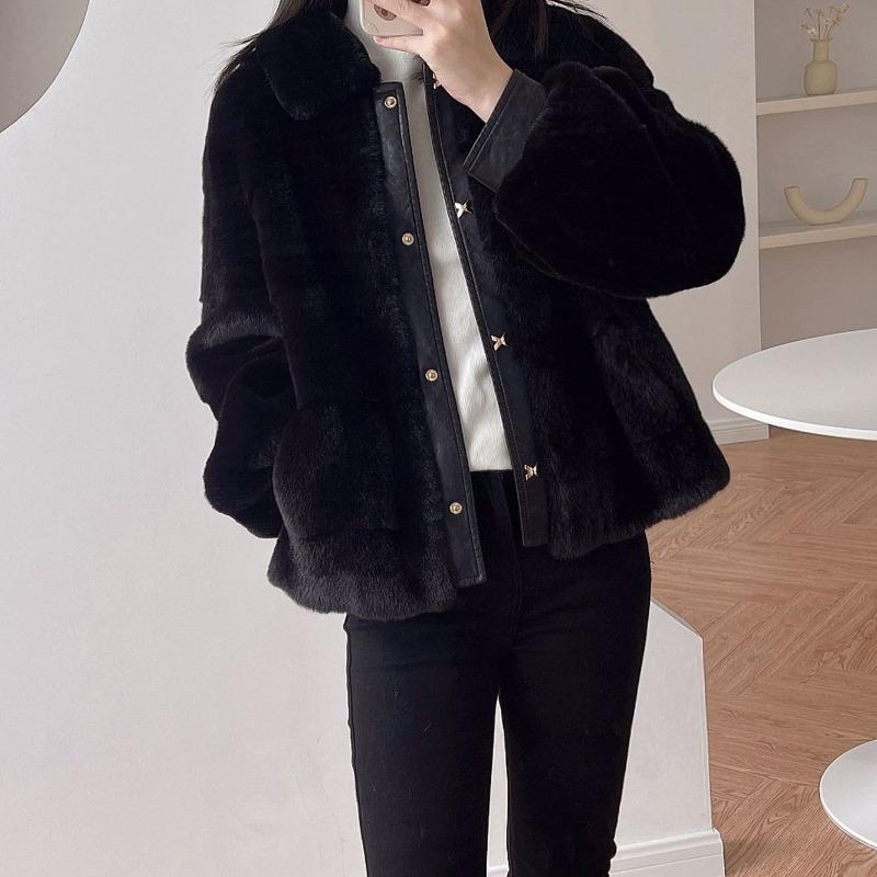 New Lantern Sleeve Fur Coat Women's Medium and Long Winter Imitation Mink Plush Coat Light