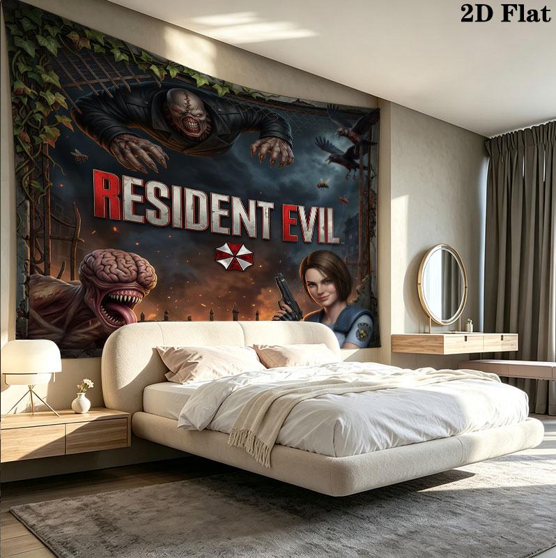 Resident Evil Wall Tapestry Aesthetic Wall Hanging Printed Fabric Blanket Decorative Tapestries For Bedroom Living Room Home Decor