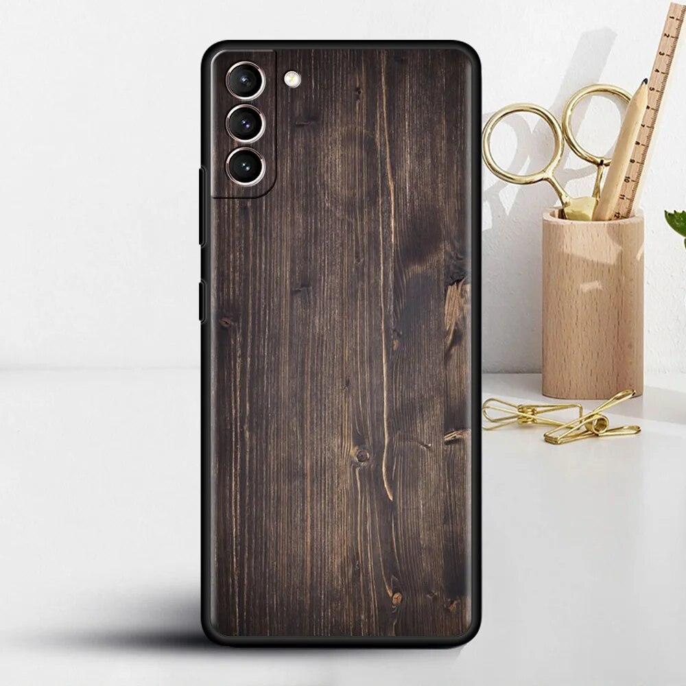 Geschnitzte Holzhülle für Samsung Galaxy S22 S20 FE S21 S23 Plus S10 Lite S9 S8 S10e Note 20 10 Lite Silikon-Handyhülle