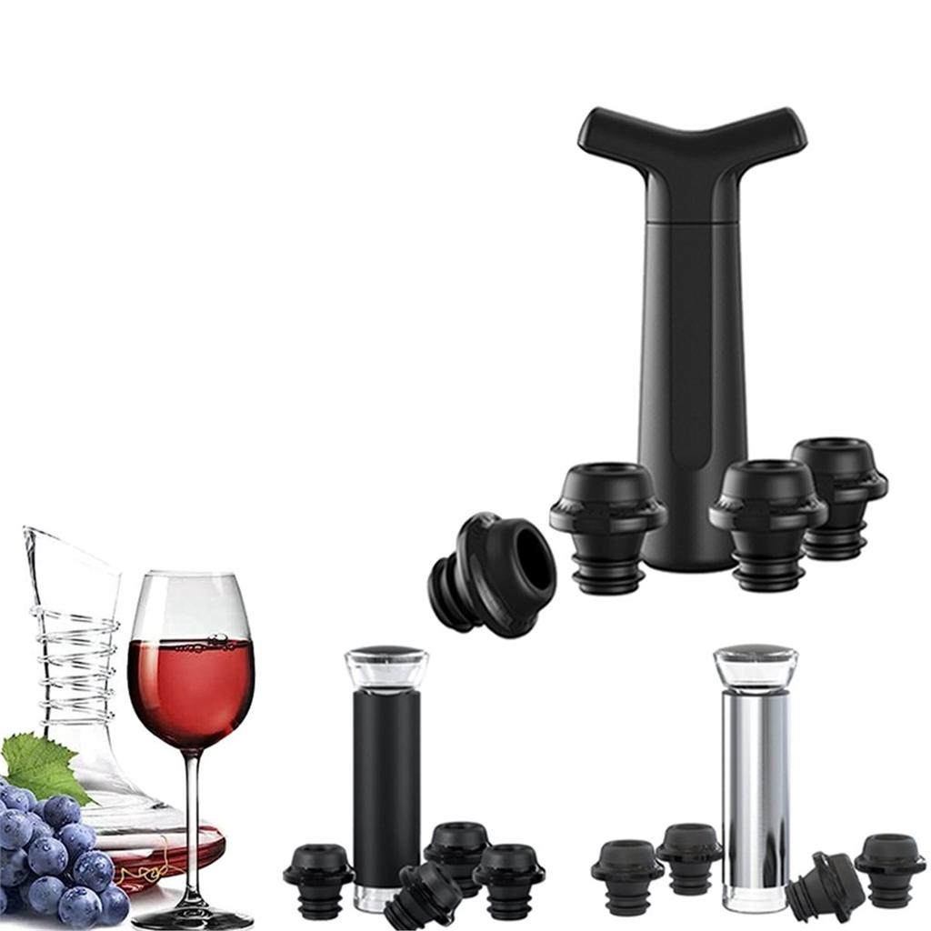 2026 New Vacuum Wine Stoppers Vacuum Pump Manual Wine Stoppers with 4 Reusable Wine Bottle Stoppers Sealer Keeps Wine