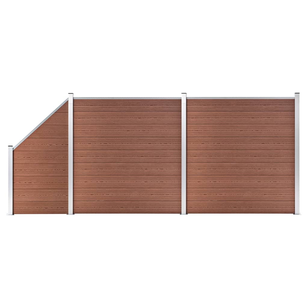 WPC Fence Set: 2 Square Panels + 1 Diagonal Panel 446 x 186 cm Brown