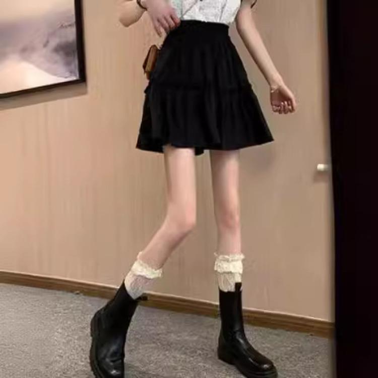 Spring Autumn Skirts for Petite Women High-waisted A-line Short Skirt Pleated Skirt Umbrella Skirt Women's Casual All-match Versatile Skirts