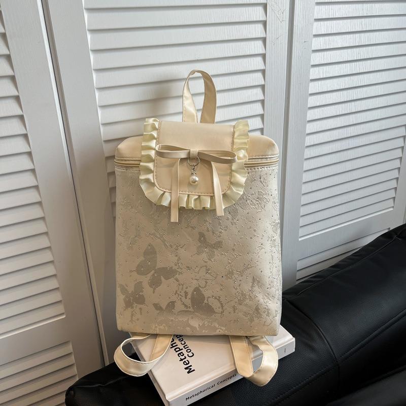 Bow Girl Backpack New Literary Small Fresh College Style Lace Small Backpack