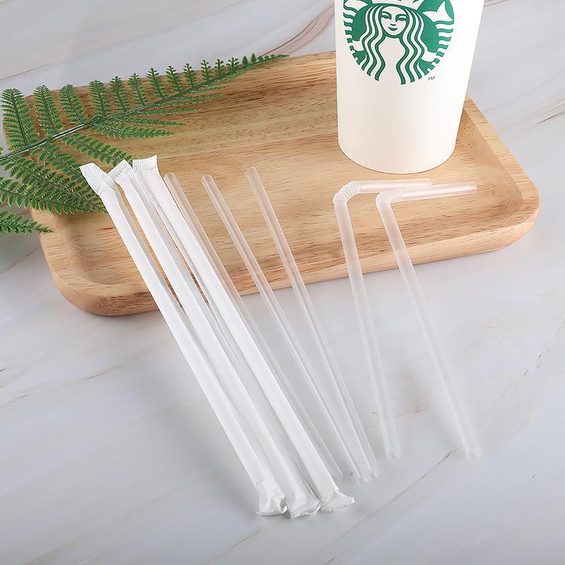 Disposable Straw, Bendable, Independent Packaging, Flat Mouth Straw, Spot Wholesale, Food Grade Plastic, PP Transparent Straw