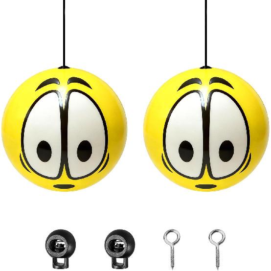 2 PCS Garage Parking Aid, Funny Parking Guide Balls Car Stoppers with Screw Hooks & Cord Locks, Retractable Garage Stop Indicators Universal