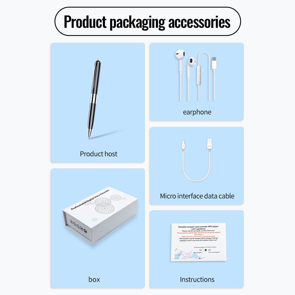 Portable Voice Recorder Professional Mini Noise Cancelling Voice Recorder MP3 Player Suitable for Meeting Recording etc.