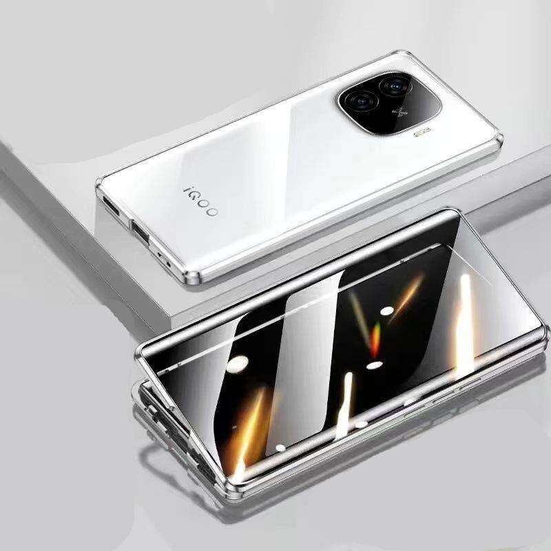 Anti Peeping Case for Vivo iQOO 13 12 Pro Z9 Z10 Turbo Z9x, Double Sided Tempered Glass,Metal Frame with Lens Protector Phone Bumpers