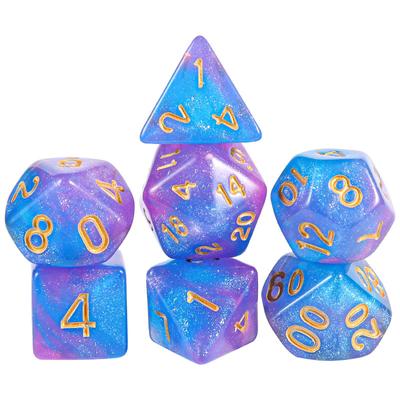 7pcs/set Board Games Roll Dice Colourful Universe Effect for DND Board Game Accessories