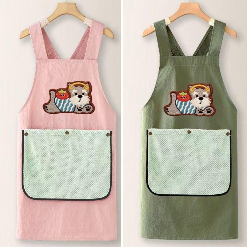 Dirt-Proof Waterproof Oil Resistant Apron Lightweight Cross Back Work Apron  Household Cleaning