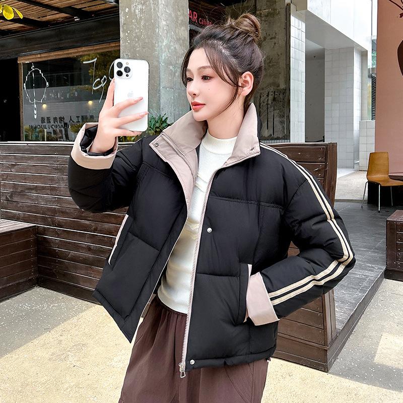 Thickened padded jacket winter new small stand-up collar bread padded jacket women's foreign style loose short padded jacket