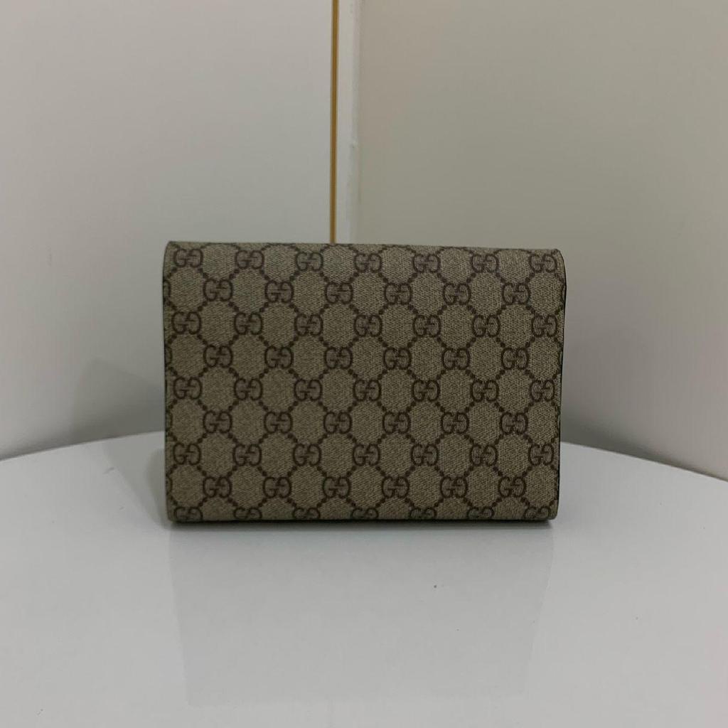 [Pre-Owned] Dionysus Tiger Head Buckle Logo Beige Lining GG High-Quality Synthetic Canvas WOC Wallet Crossbody Shoulder Bag - Excellent #L0E2PH