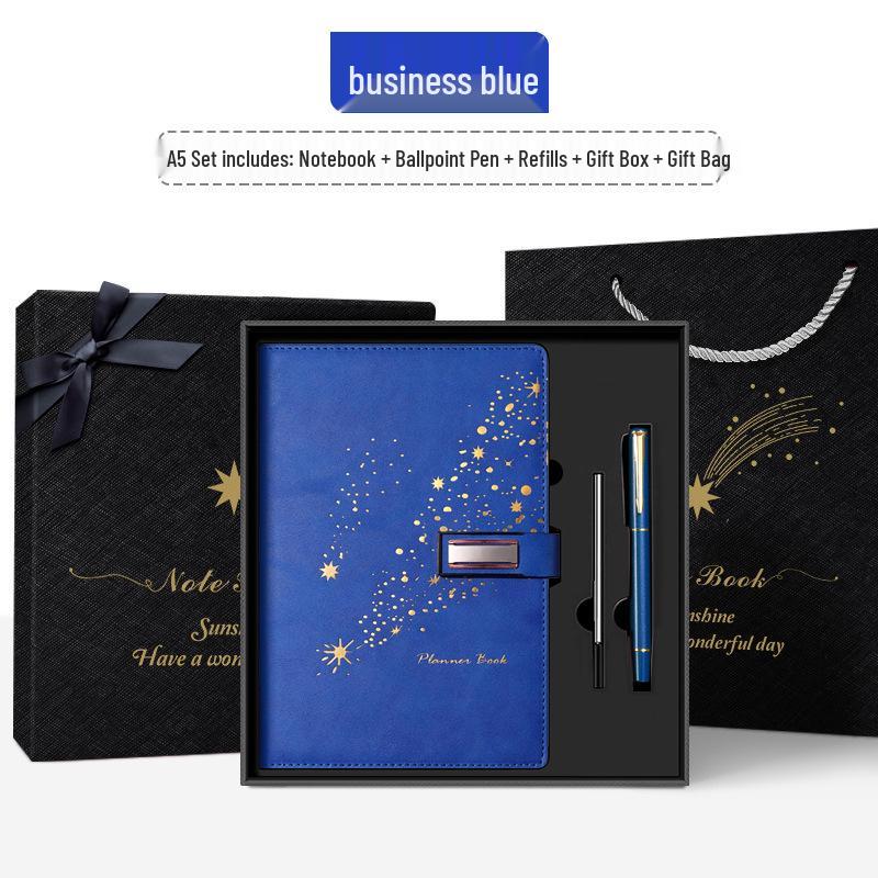 Set de regalo de cuaderno Star Double Line 2026: Libro de registro de reuniones de negocios y oficina de mayor grosor