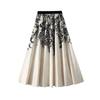 Nueva Falda Midi Estampada Floral Plisada Drapeada de Cintura Alta para Otoño Falda Larga Media Floral de Vid Vintage Ropa Elegante Femenina de Otoño