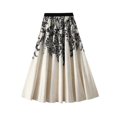 Dames Plissé Midi Rok Chiffon Elastisch Hoge Taille Lange Rokken Swing A-lijn Boho Wapperende Rokken Outfits Casual Strand Ruches Maxi Rok voor Dames