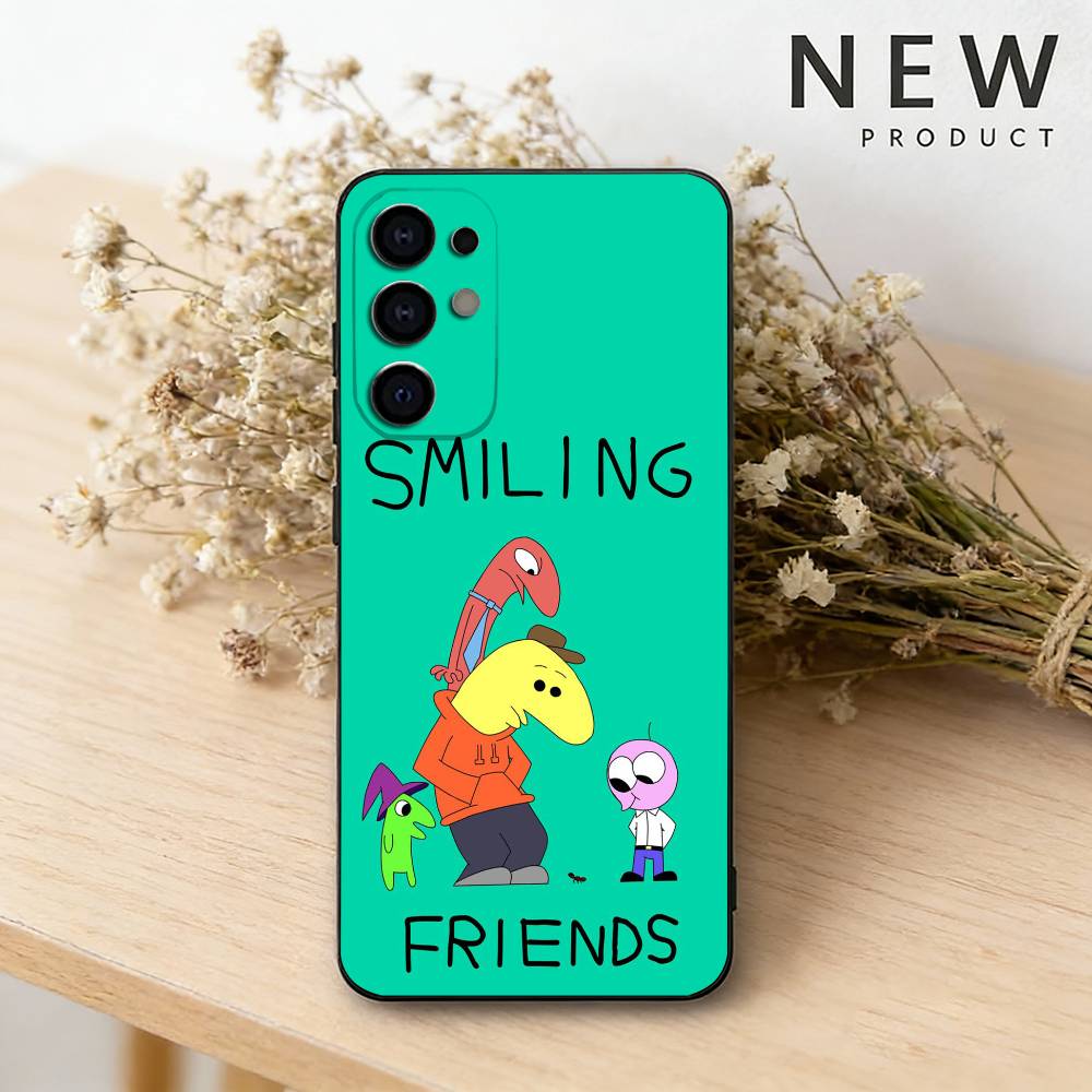 Cartoon S-Smiling friends phone Case For Samsung S26,25,24,21,22,23,30,20,Ultra,Plus,Fe,Lite Black Soft Cover