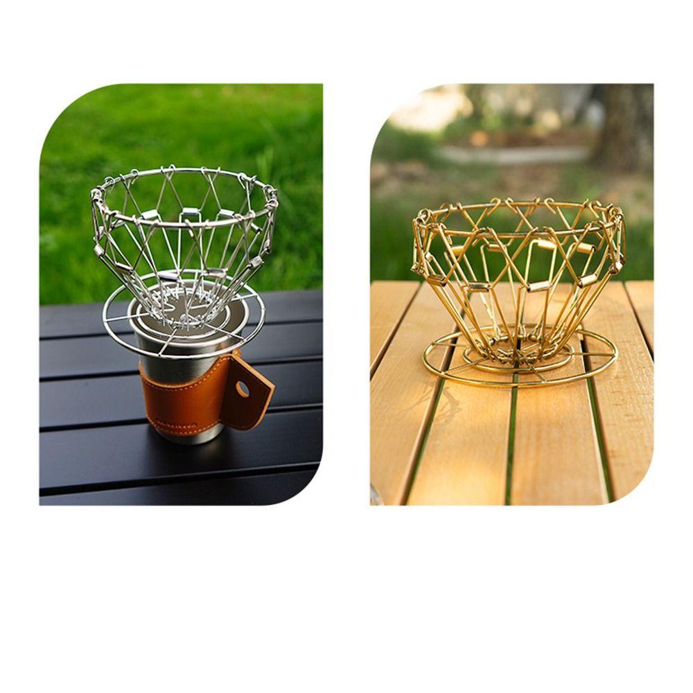Stainless Steel Foldable Coffee Drip Stand Reusable Handheld Coffee Filter Paper Holder Rust-proof V-shaped