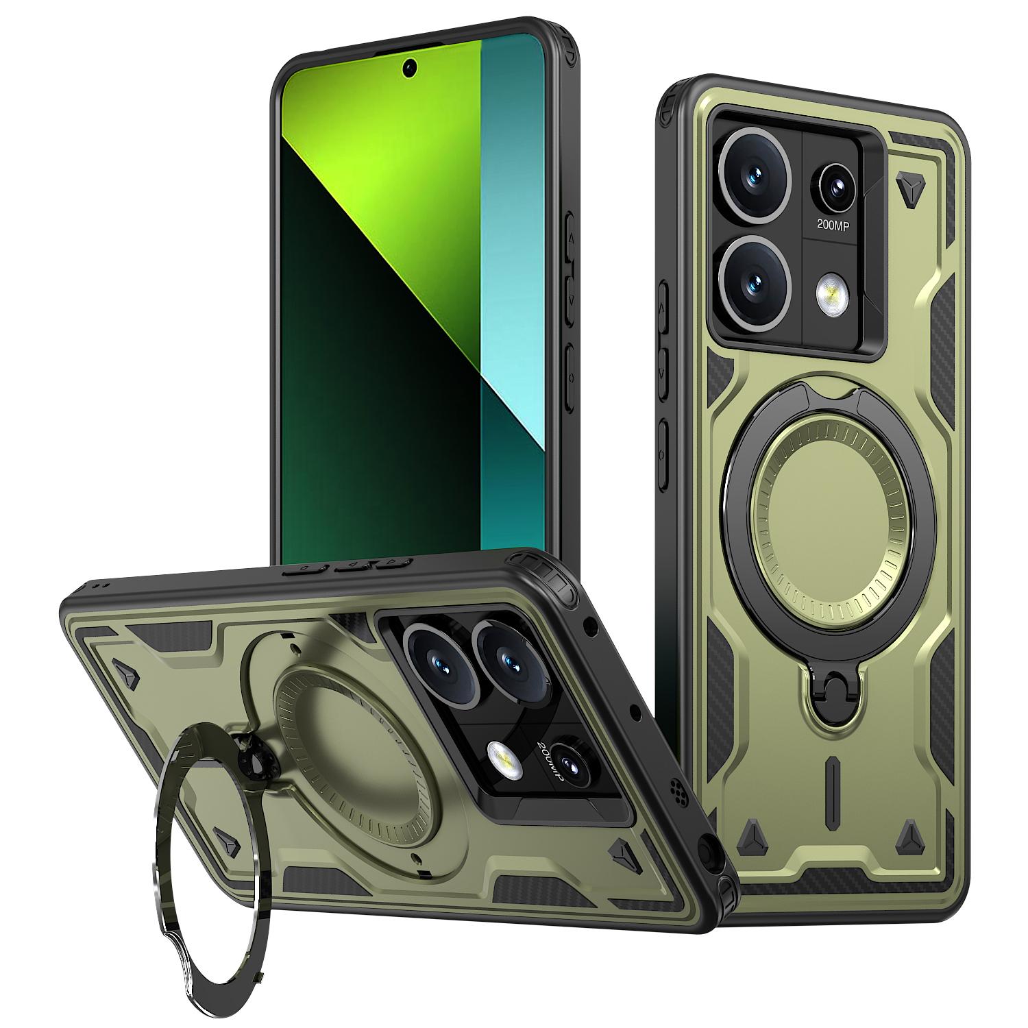 

Чохол для Xiaomi Redmi Note 13 5G Сумісний з MagSafe Військовий захист PC+TPU Підставка Чохол для телефону Olive Green