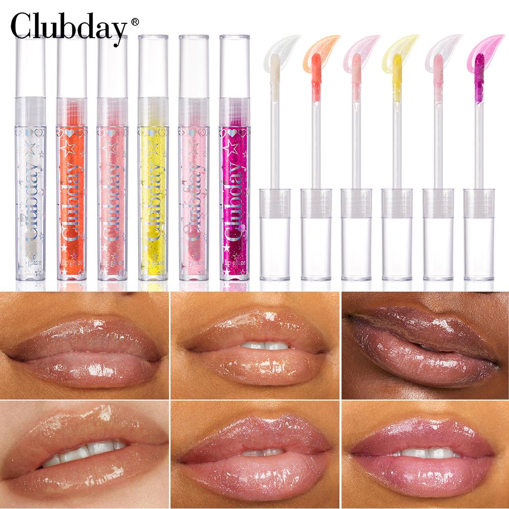 Clubday Moisturizing And Hydrating Mirror Lip Gloss, 6-piece Set, Moisturizing Transparent Water Gloss Suitable For A Variety Of Makeup Looks.