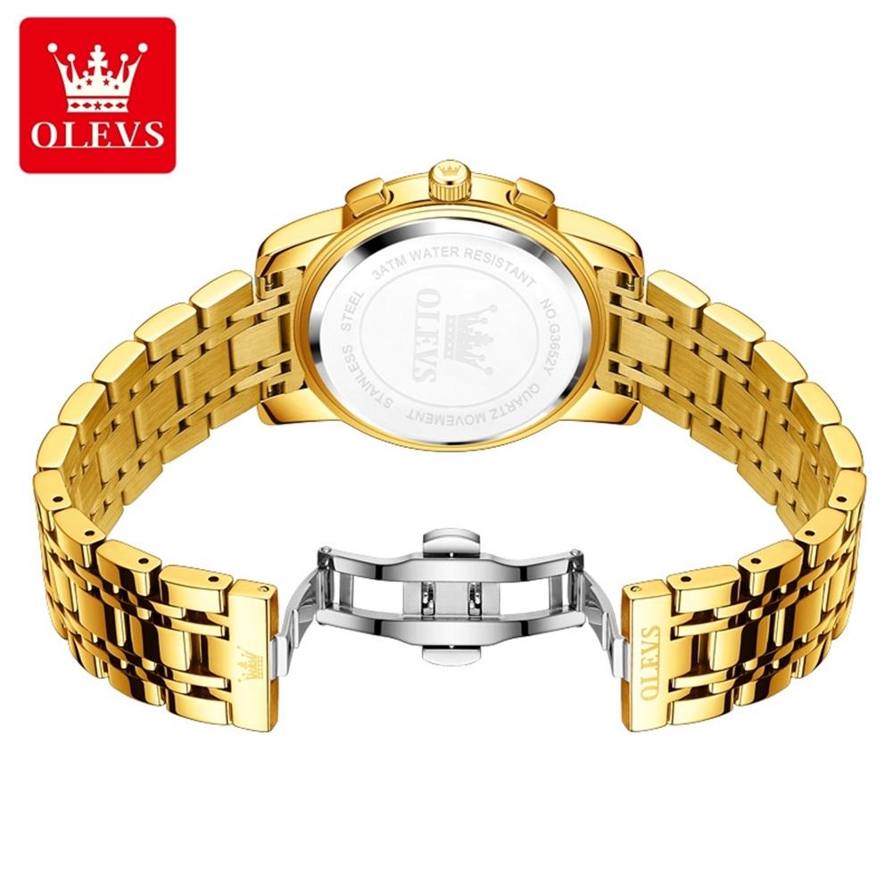 OLEVS Golden Steel Chronograph Moon Phase Mens Watches Top Brand Luxury Quartz Wrist Watches For Men Relogio Masculino